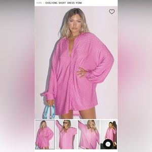 Princess Polly Evolving Button down pink glitter shirt dress